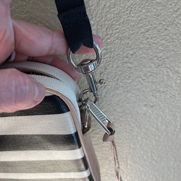 Rebecca Minkoff black and white stripe crossbody tabitha tablet sleeve case - Picture 4 of 7